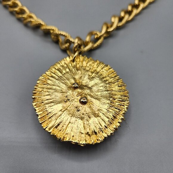 Emma James Sunburst Flower Necklace Liz Claiborne Gold Tone Curb Chain NWT - Picture 4 of 9